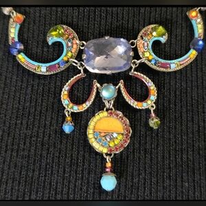 2008 Firefly Multicolor Mosaic Necklace Vibrant Beaded Artisan Statement -Signef